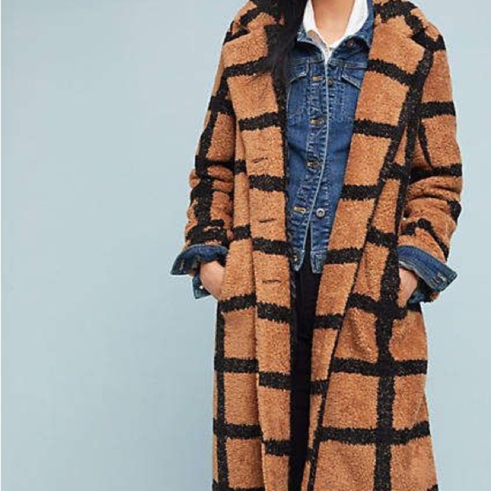 NVLT Black and Tan Checkered Teddy Jacket